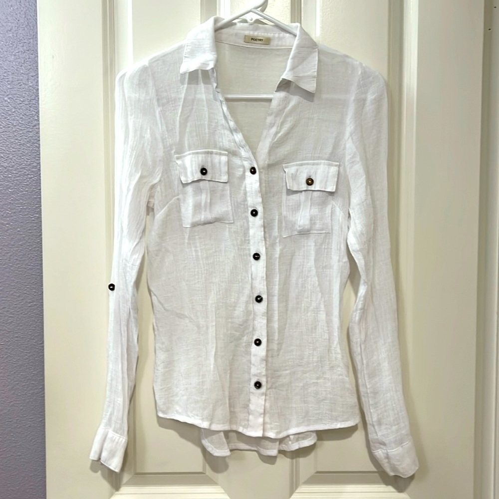 Poetry white gauzy shirt